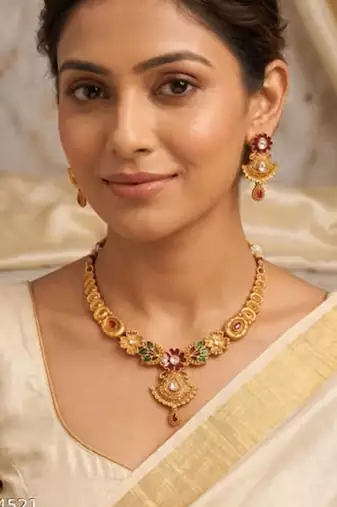 Indian bollywood gold plated kundan choker bridal necklace earrings jewelry set