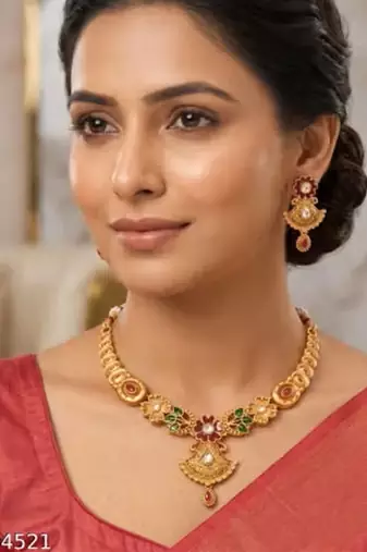 Indian bollywood gold plated kundan choker bridal necklace earrings jewelry set