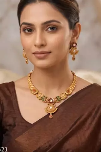 Indian bollywood gold plated kundan choker bridal necklace earrings jewelry set