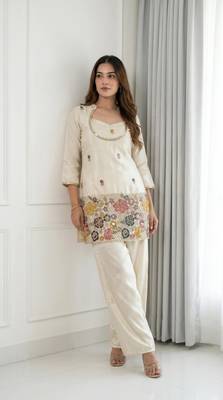 Embroidered Chinon Silk Straight Kurta & Blouse With Palazzo Set 3