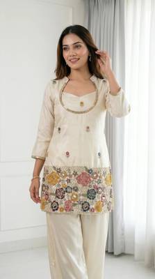 Embroidered Chinon Silk Straight Kurta & Blouse With Palazzo Set 5