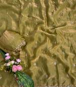 Olive Color beads and Hand Work Sartin Saree