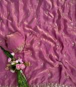 Pink Color beads and Hand Work Sartin Saree