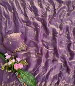 Purple Color beads and Hand Work Sartin Saree
