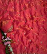 Pink Color beads and Hand Work Sartin Saree