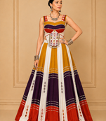 Multicolor Mirror Work Rayon Navratri Lehenga Choli