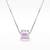 925 Sterling Silver Emerald Cut Purple Crystal Solitaire Pendant Necklace Set  for Women