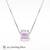 925 Sterling Silver Emerald Cut Purple Crystal Solitaire Pendant Necklace Set  for Women