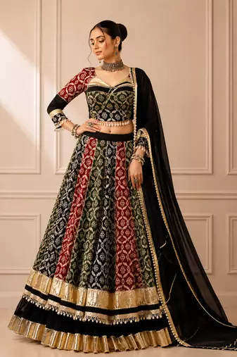 Multicolor Rayon Heritage Print Navratri Lehenga Choli