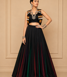 Black Gamthi Work Georgette Lehenga Set with Koti