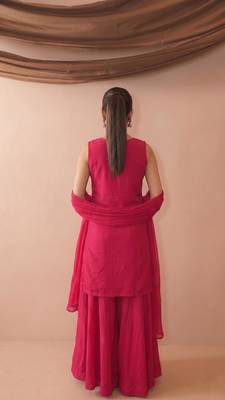 Embroidered French Crepe Straight Kurta Sharara and Dupatta Set 3
