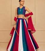 Blue Cotton Navratri Lehenga Choli with Nazmin Dupatta