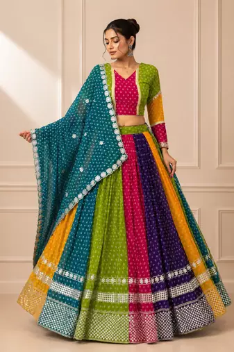 Multicolor Georgette Navratri Lehenga Choli Set