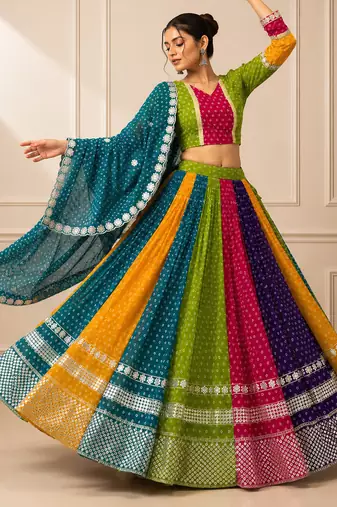 Multicolor Georgette Navratri Lehenga Choli Set