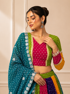 Multicolor Georgette Navratri Lehenga Choli Set 3