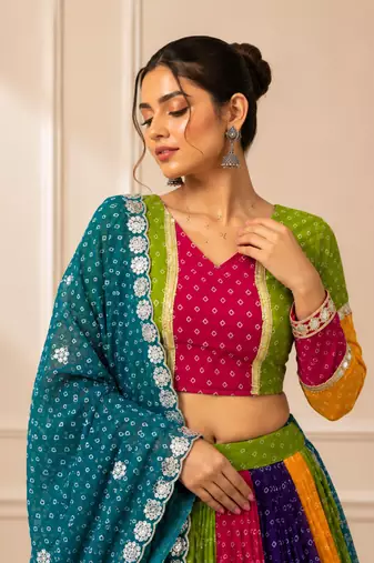 Multicolor Georgette Navratri Lehenga Choli Set