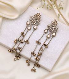 Gold color long kashmiri earrings royal ethnic style