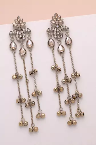 Gold color long kashmiri earrings royal ethnic style