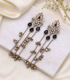 Black color long kashmiri earrings traditional jewelry design