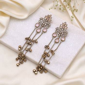 Light pink color long kashmiri earrings handmade traditional design 1