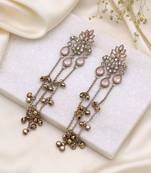 Light pink color long kashmiri earrings handmade traditional design