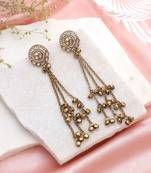 Gold color long kashmiri earrings royal ethnic jewelry style