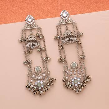 Parrot green color long kashmiri earrings festive ethnic design 2