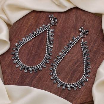 Silver color oxidised anklet traditional jewelry style 1