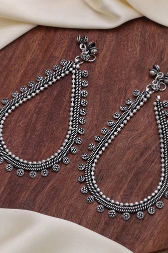Silver color oxidised anklet traditional jewelry style