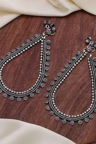 Silver color oxidised anklet traditional jewelry style