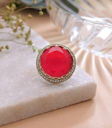 Red color american diamond ring crystal party wear