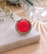 Red color american diamond ring crystal party wear