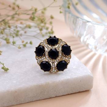 Black color american diamond ring modern fashion design 1