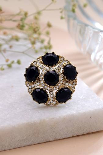 Black color american diamond ring modern fashion design