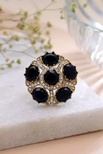 Black color american diamond ring modern fashion design