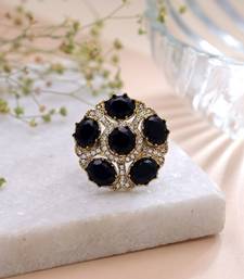Black color american diamond ring modern fashion design