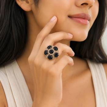 Black color american diamond ring modern fashion design 2