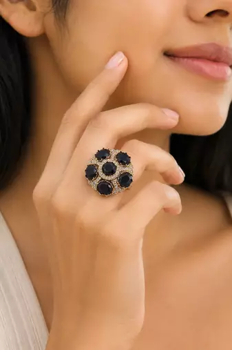 Black color american diamond ring modern fashion design