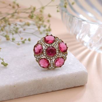 Rani color american diamond ring designer party style 1