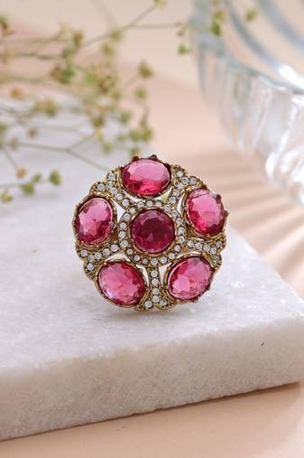 Rani color american diamond ring designer party style