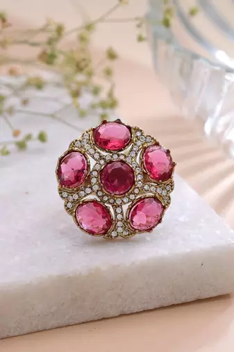Rani color american diamond ring designer party style