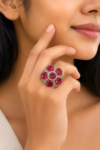 Rani color american diamond ring designer party style