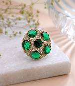 Green color american diamond ring sparkling jewelry finish