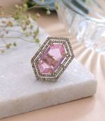 Pink color american diamond ring designer jewelry style