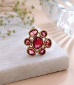 Pink color american diamond ring sparkling designer style