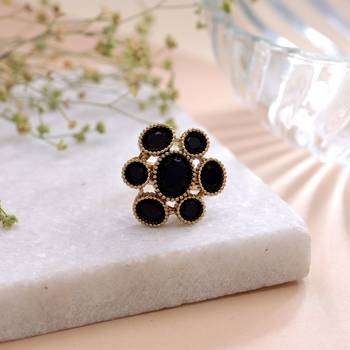 Black color american diamond ring crystal party wear 1