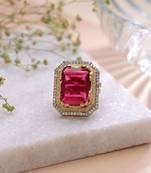 Pink color american diamond ring crystal designer finish