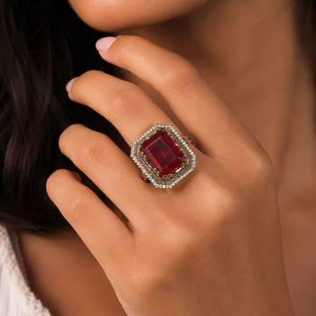 Pink color american diamond ring crystal designer finish 2