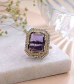 Purple color american diamond ring sparkling fashion style