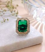 Green color american diamond ring premium crystal style